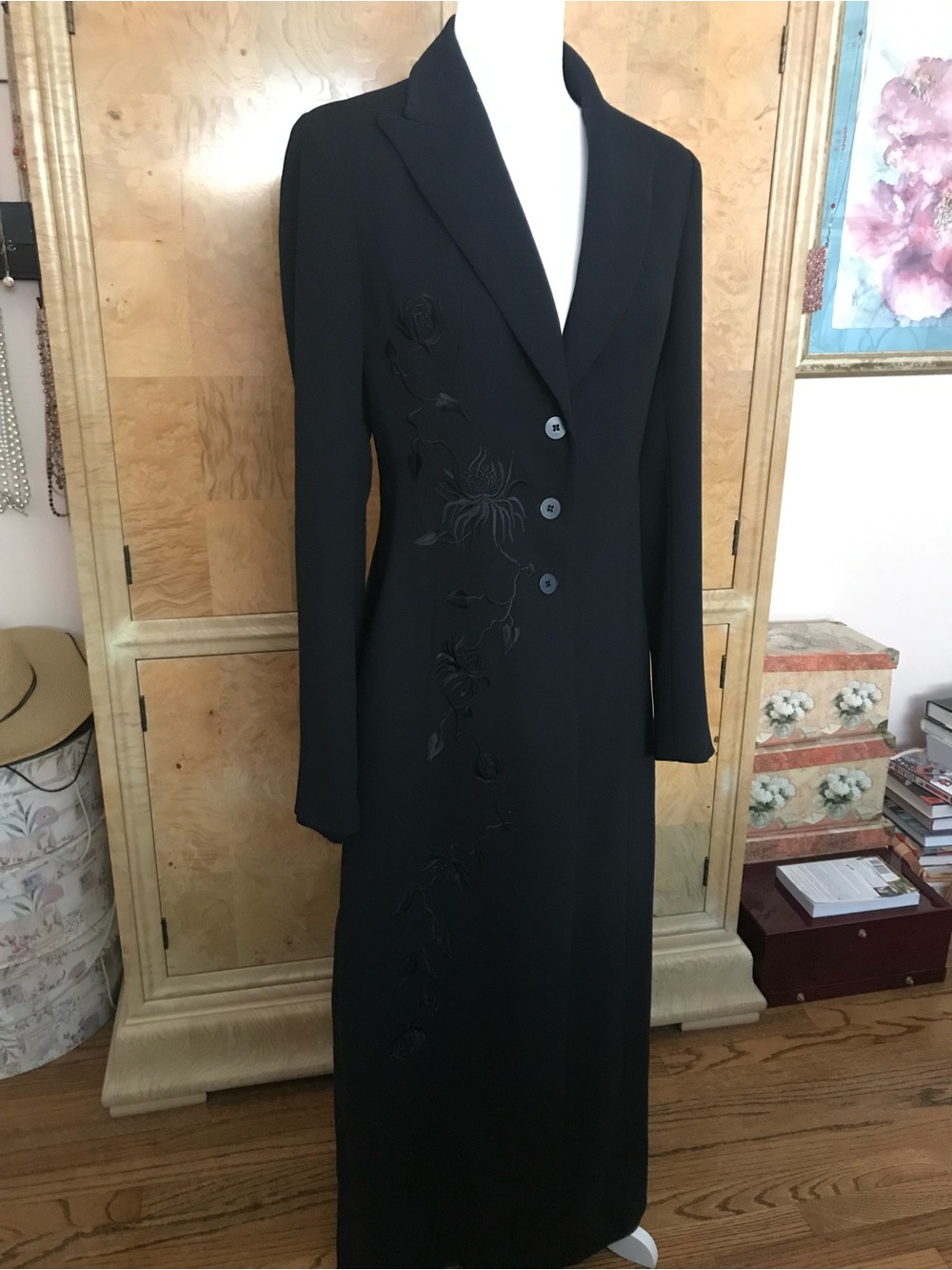 Women's Black Embroidered Blazer Jacket